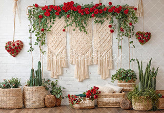 Valentine Boho Floral Macrame Cactus Foto Achtergrond Designed by Emetselch