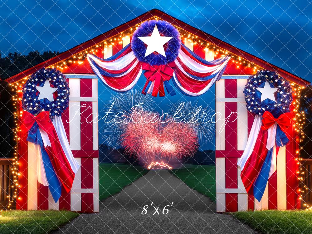 Kate Independence Day Patriotic Barn Fireworks Backdrop Designed by Mini MakeBelieve