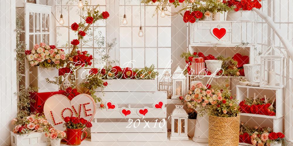 Kate Valentine's Day Red Roses Heart Flower Arrangement Backdrop Designed by Emetselch