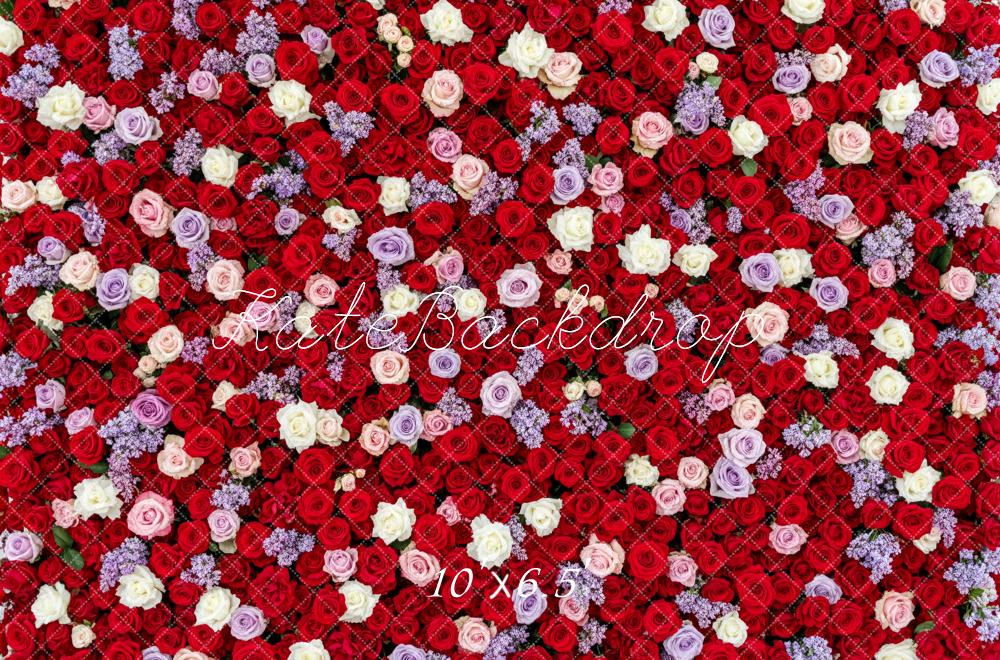 Kate Valentine's Day Red Pink Purple White Rose Flower Wall Backdrop Designed by Patty Roberts