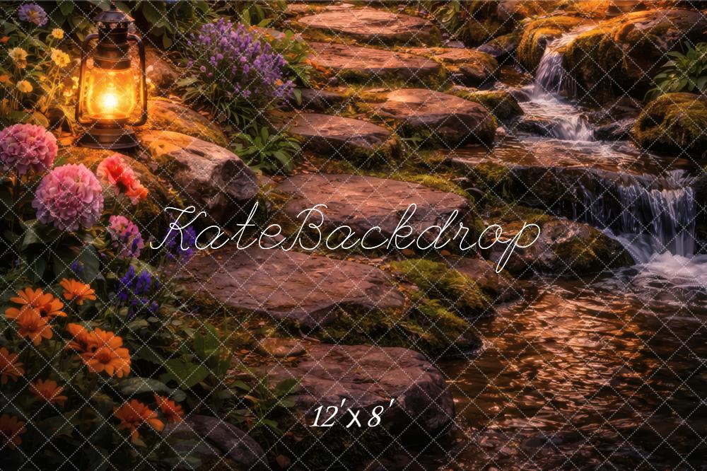 Kate Fairy Stone Path Lantern Flowers Stream Floor Backdrop Designed by Vertigo Productions