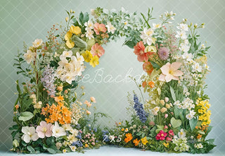Kate Spring Flower Arch Greenery Printed Backdrop Designed by Emetselch