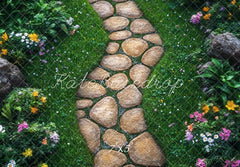 Kate Spring Stone Pathway Garden Floor Printed Backdrop Designed by Mini MakeBelieve