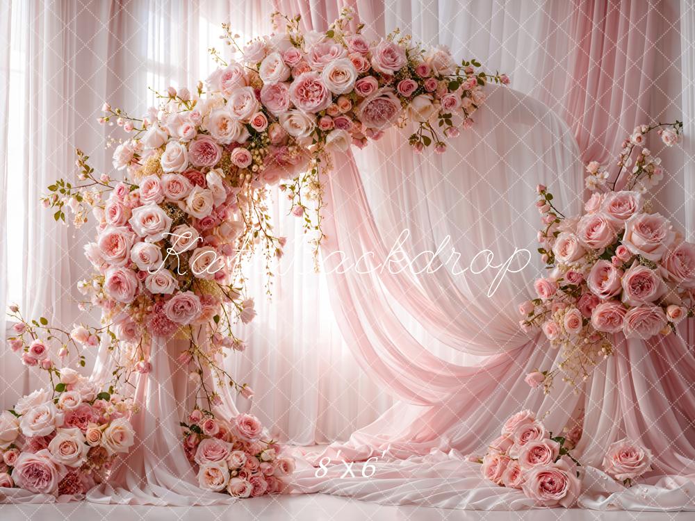 SALE Kate Mother's Day Flower Arch Pink Roses Draped Curtains Backdrop Designed by Emetselch