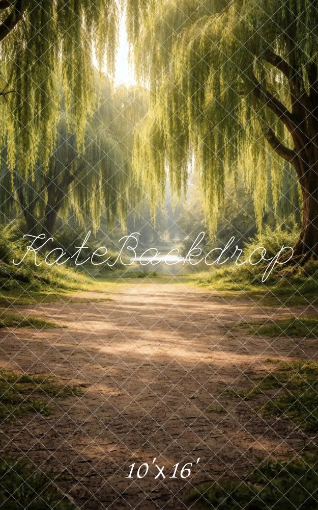 Kate Sweep Summer Forest Path Dirt Road Willow Trees Printed Backdrop Designed by Vertigo Productions