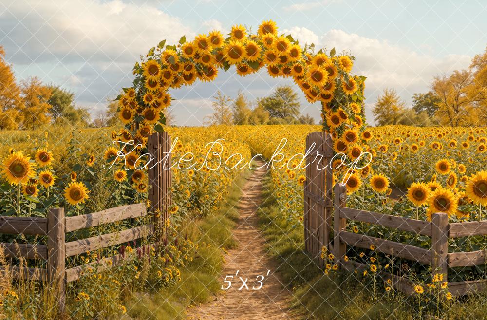 Fall Zonnebloem Boog Rustieke Pad Foto Achtergrond Designed by Emetselch