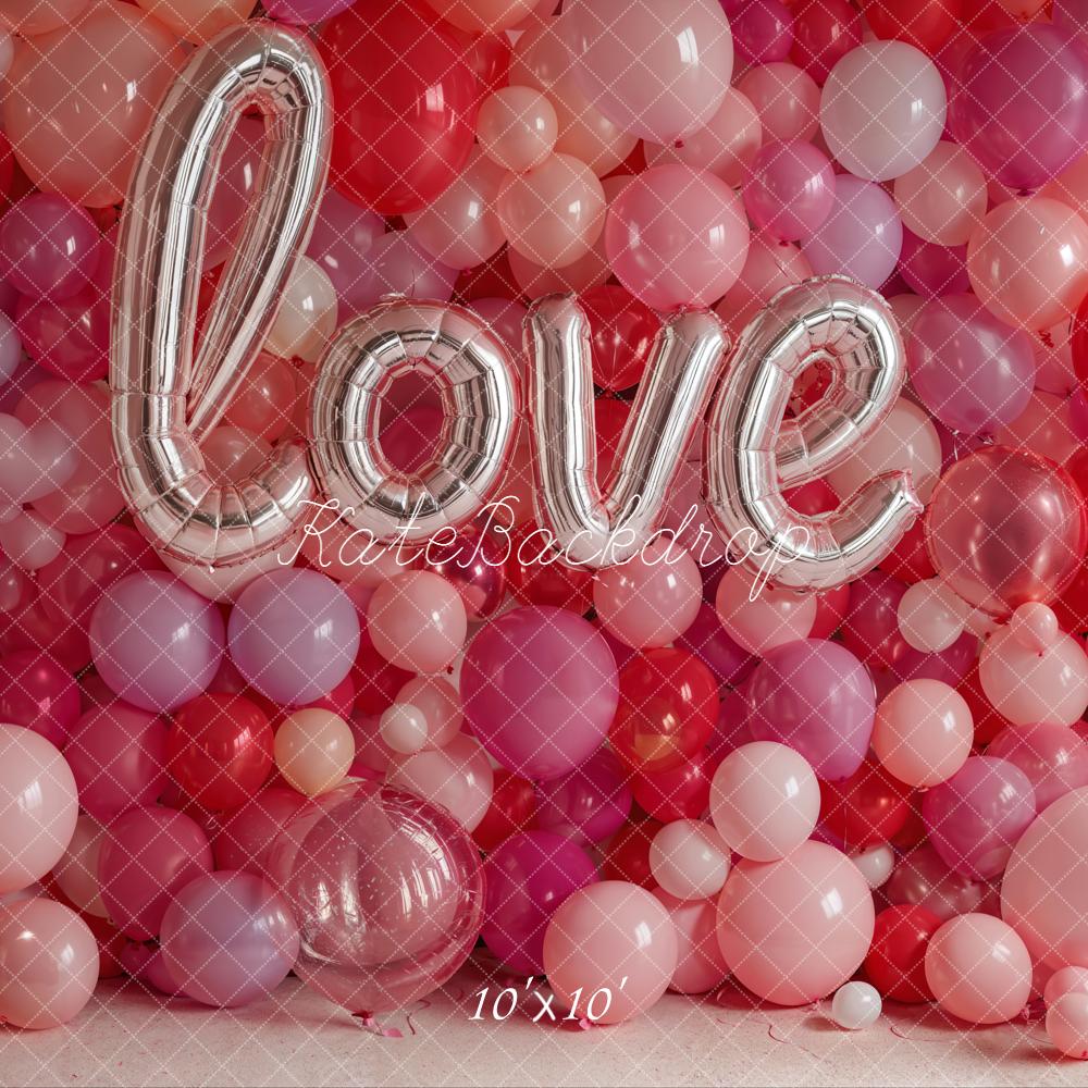 Kate Valentines Love Balloon Wall Pink Red Backdrop Backdrop Designed by Emetselch