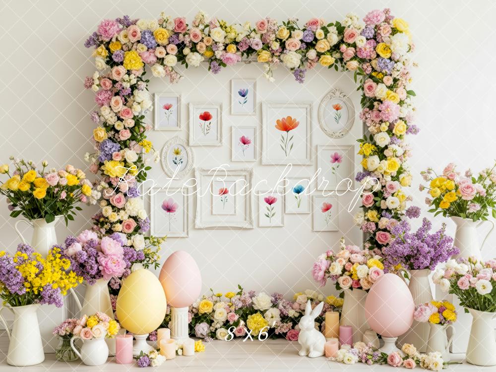 Kate Easter Bunny Flower Arch Pastel Eggs Backdrop Designed by Patty Roberts