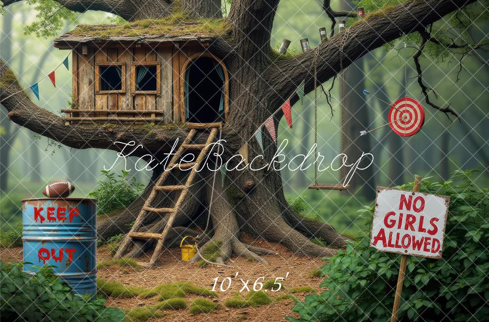 TEST Kate Summer Treehouse Forest Clubhouse Printed Backdrop Designed by Laura Bybee