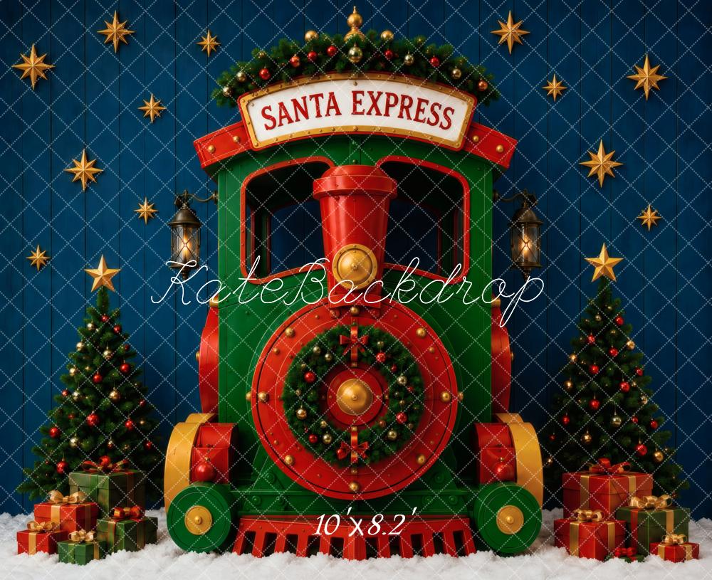 Kate Christmas Polar Train Christmas Tree Gifts Printed Backdrop Designed by Vertigo Productions