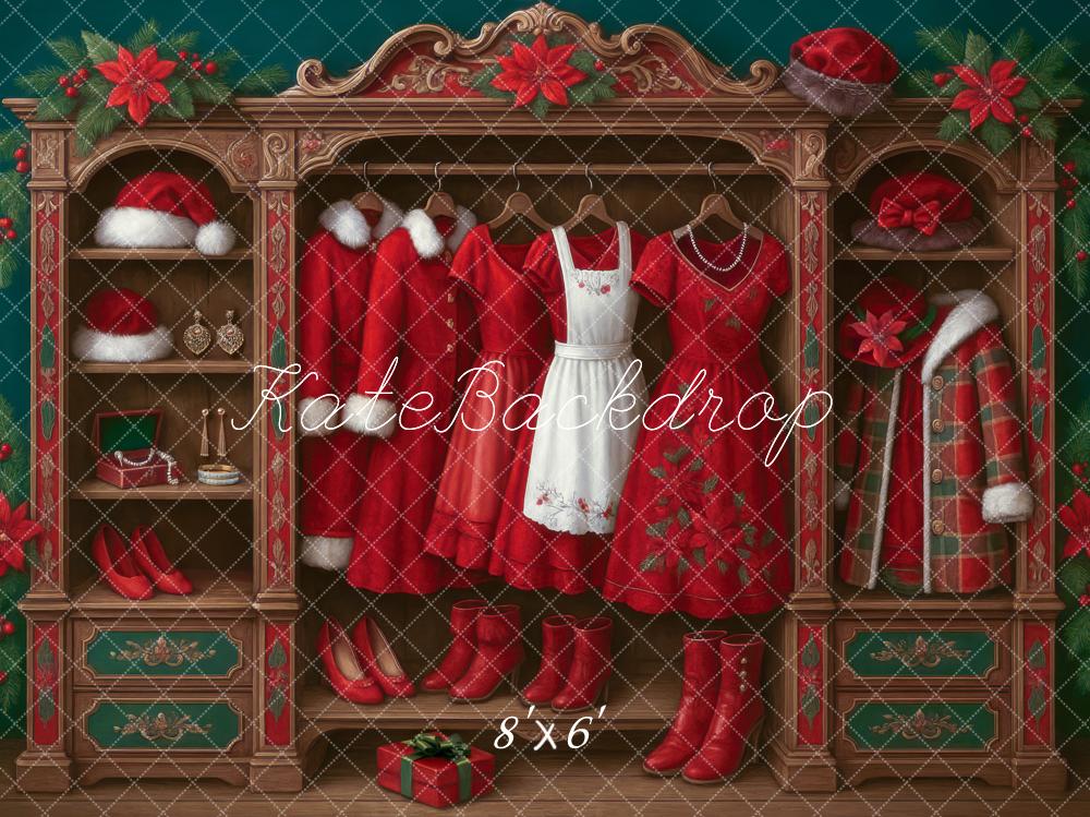 Vestidos Rojos Botas Fondo de Sra. Claus Diseñado por Mini MakeBelieve