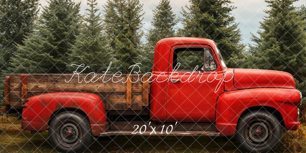 Kate Christmas Red Truck Forest Backdrop Designed by Emetselch