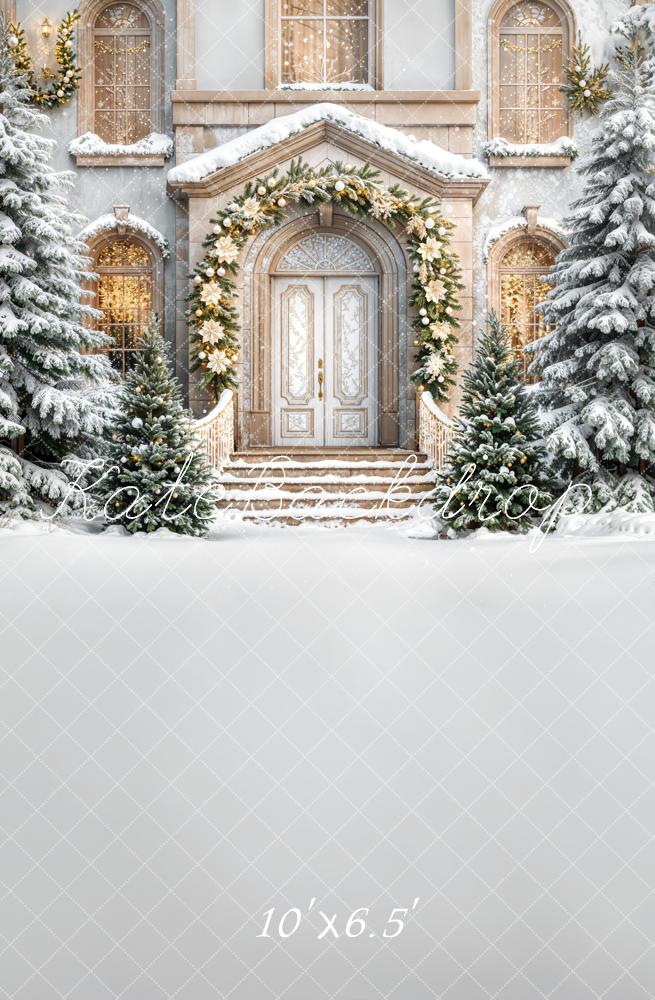 Kate Christmas Tree Snowy Mansion Garland Backdrop Designed by Emetselch