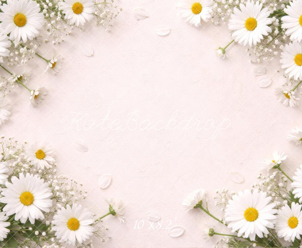 Kate Newborn White Daisy Flowers Border Backdrop Designed by Megan Leigh Photography