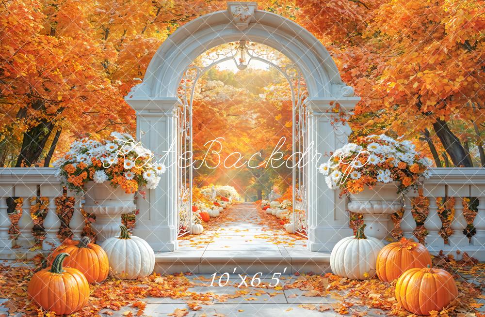 Kate Fall Flower Arch Pumpkin Maple Tree Backdrop Designed by Emetselch