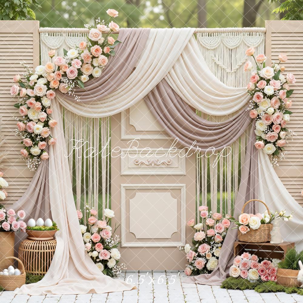 Kate Easter Bunny Pastel Flower Arch Rustic Door Backdrop Designed by Mini MakeBelieve