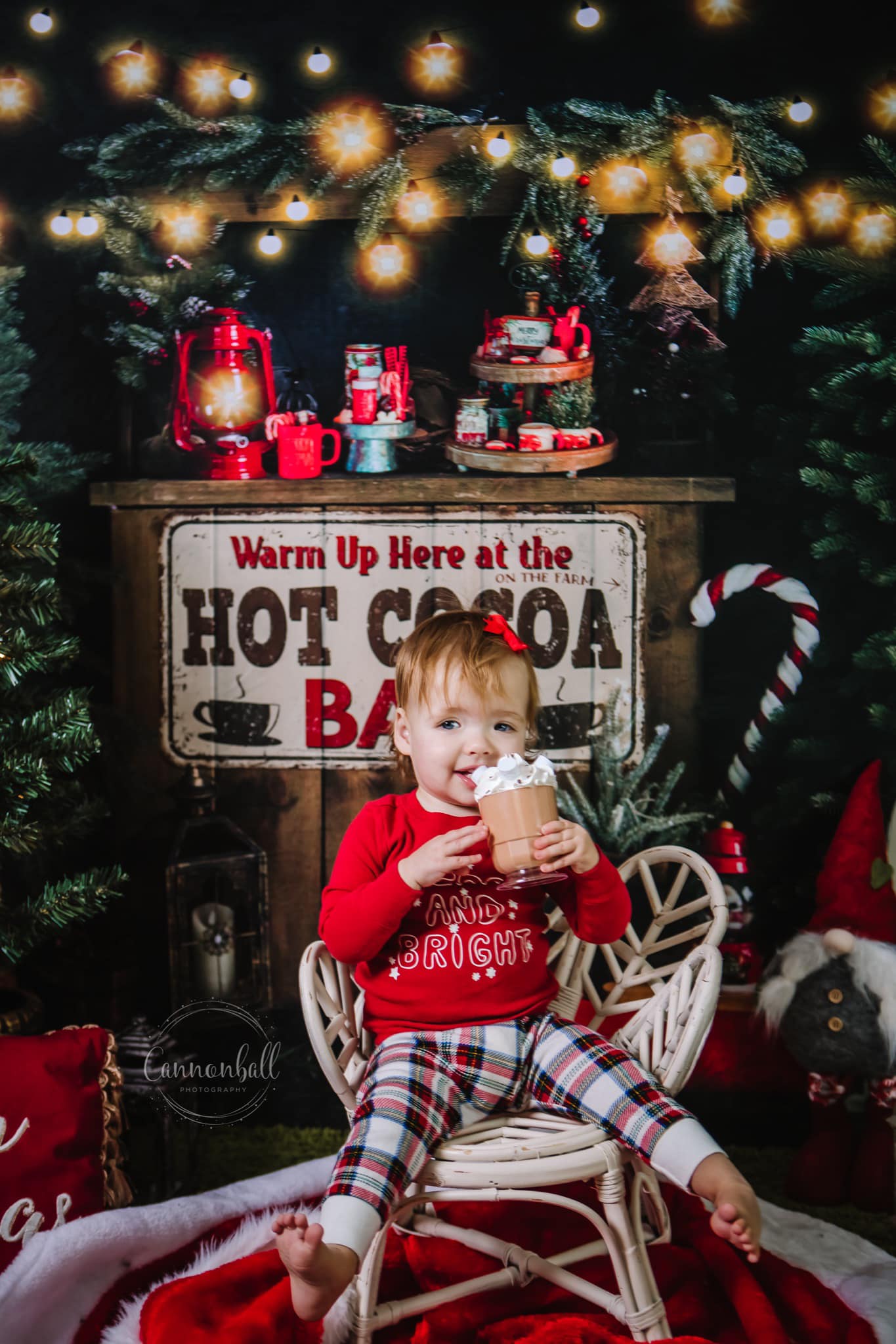 Kate Christmas Backdrop Hot Cocoa Night for Photography (only ship to Canada)