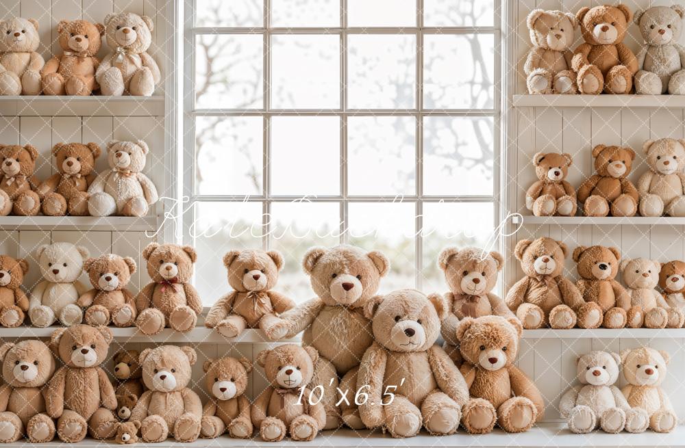 Kate Birthday Teddy Bear Shelf Window Backdrop Designed by Emetselch