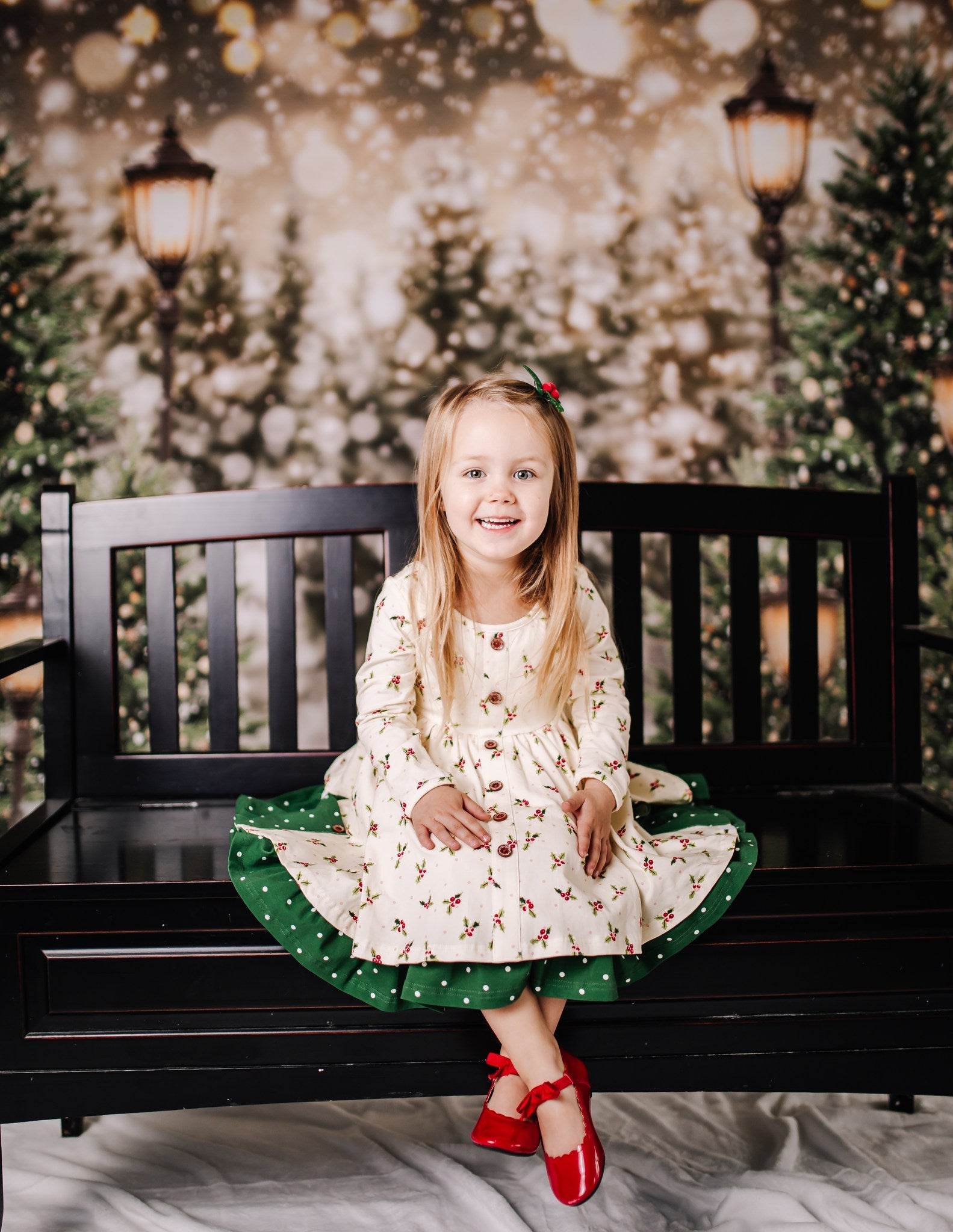 Kate Christmas Snow Forest Lights Fleece Backdrop for Photography
