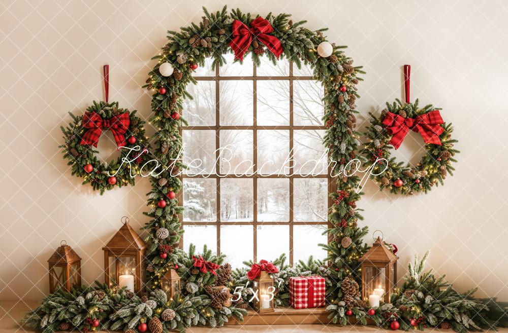 Kate Christmas Wreath Arched Window Backdrop Designed by Emetselch