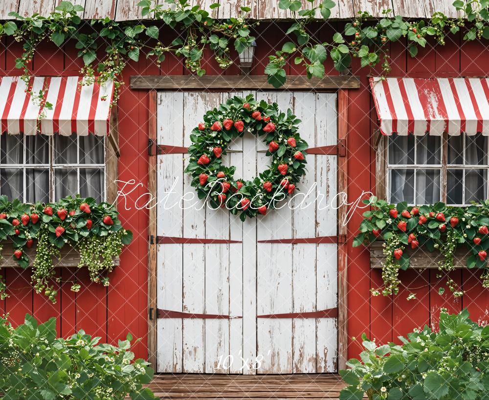 Corona de Fresas de Verano Rojas Jardín Cottage Fondo Diseñado por Emetselch