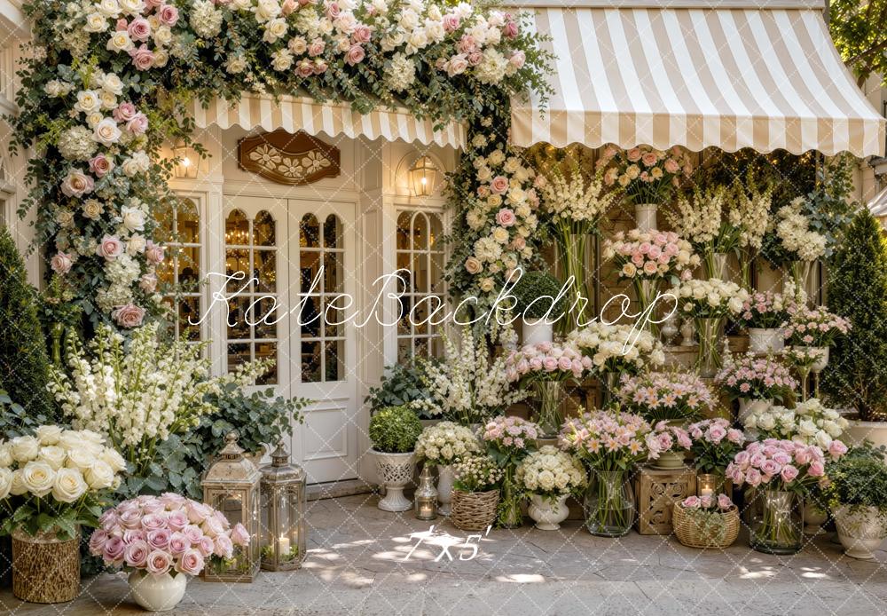 Kate Spring Flower Arch Storefront Garden Printed Backdrop Designed by Mini MakeBelieve