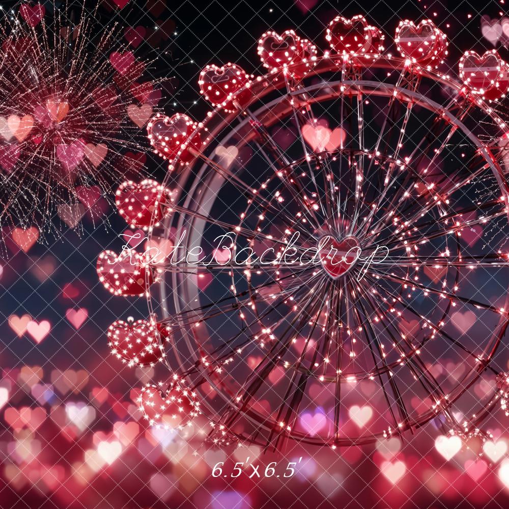 TEST Kate Valentine's Day Ferris Wheel Fireworks Red Hearts Backdrop Designed by Emetselch