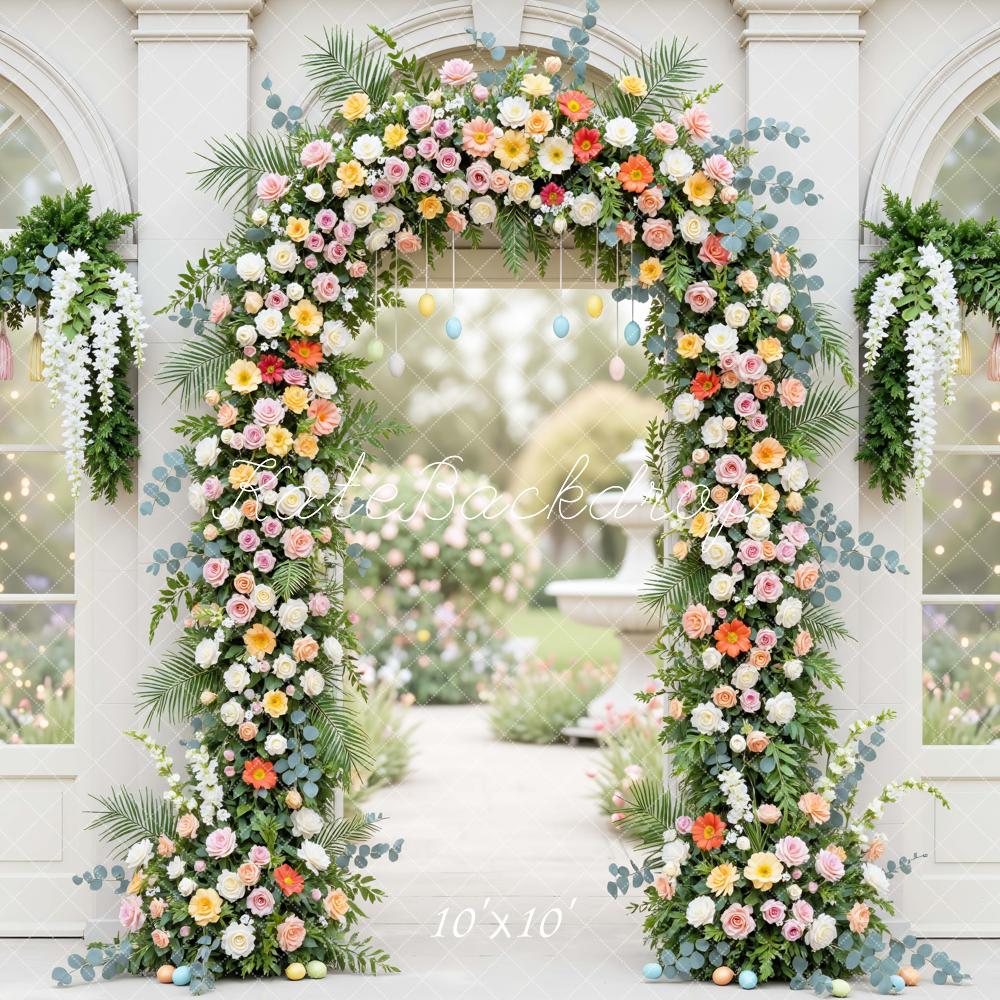 Kate Spring Flower Arch Pastel Eggs Garden Backdrop Designed by Mini MakeBelieve