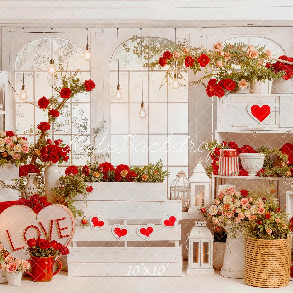 TEST Kate Valentine's Day Red Roses Heart Flower Arrangement Backdrop Designed by Emetselch
