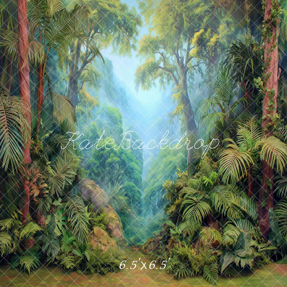 Kate Summer Jungle Forest Lush Greenery Trees Printed Backdrop Designed by Angela Miller