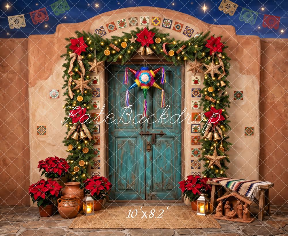 Kate Mexican Christmas Garland Doorway Printed Backdrop Designed by Patty Roberts