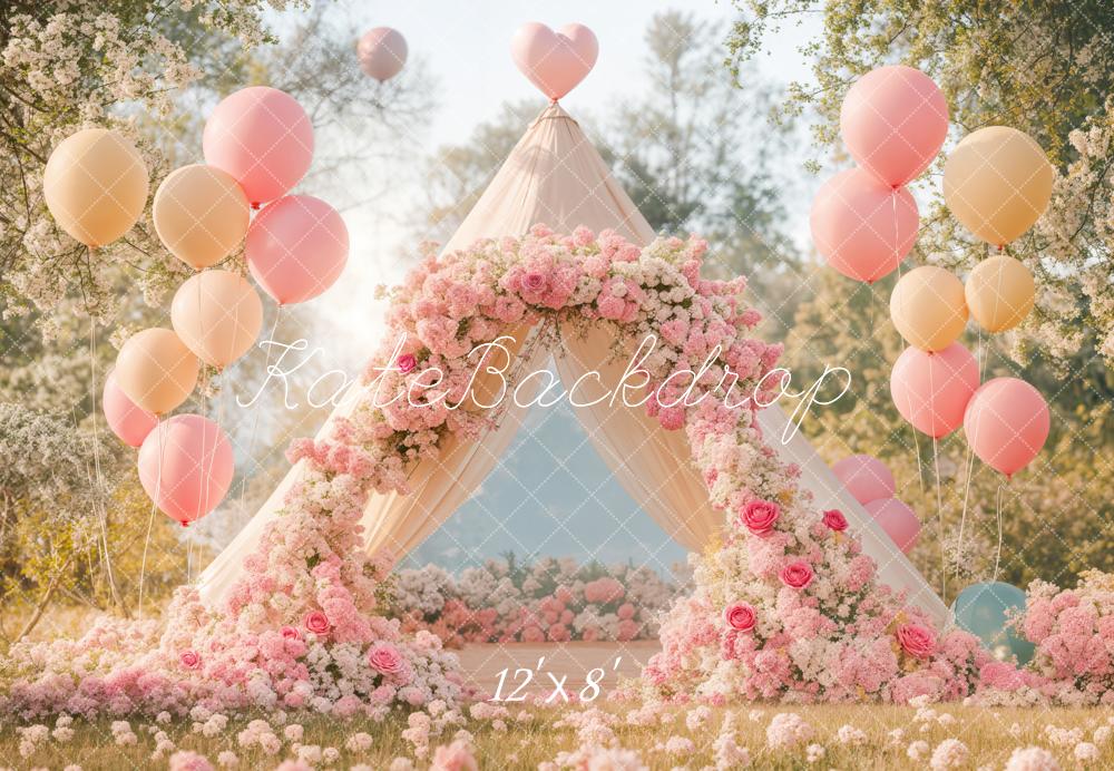Kate Romantic Flower Arch Balloon Tent Backdrop Designed by Emetselch