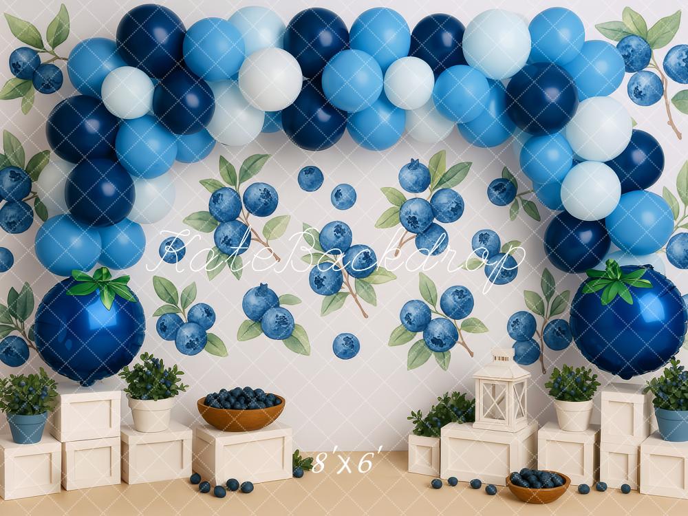 Kate Cake Smash Blueberry Balloon Arch Backdrop Designed by Patty Roberts