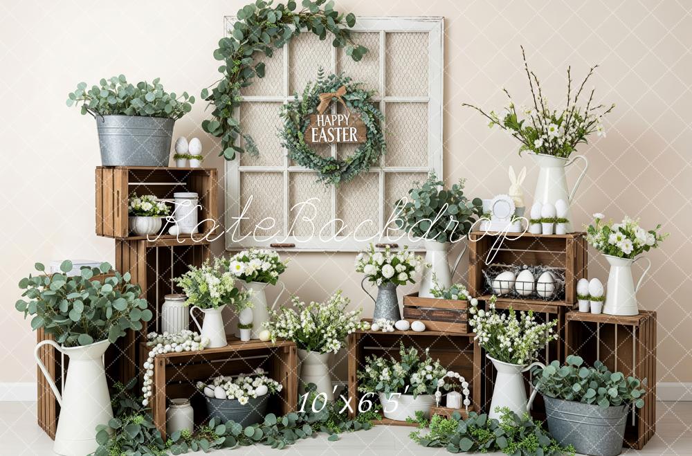 Kate Easter Greenery Wooden Crates Flowers Backdrop Designed by Patty Roberts