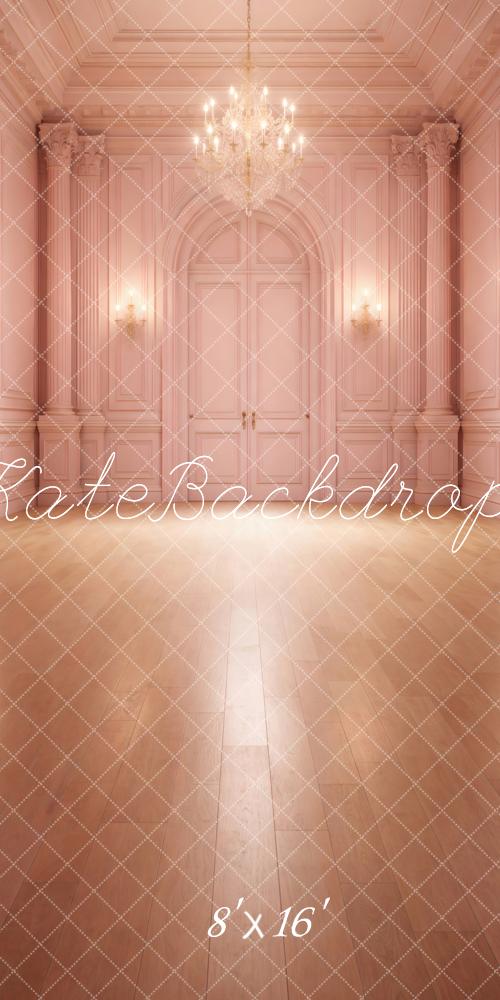 Kate Sweep Pink Elegant Mansion Doors Chandelier Printed Backdrop Designed by Vertigo Productions