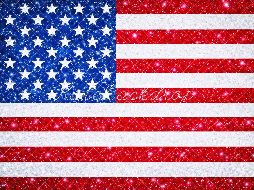 Kate Glitter American Flag Stars and Stripes Backdrop Designed by Mini MakeBelieve