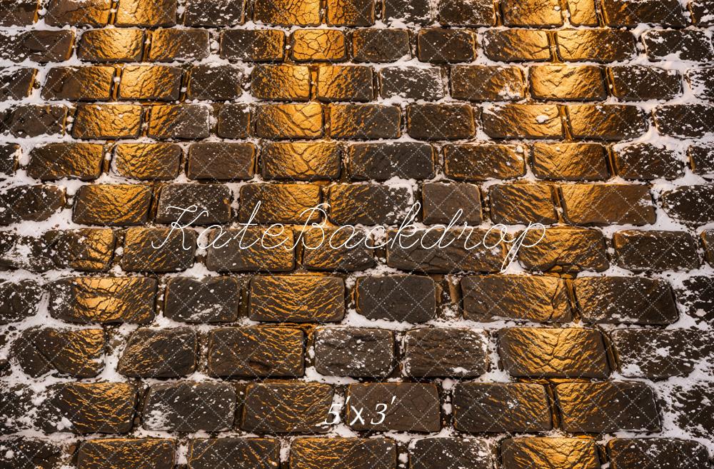Kate Winter Night Snowy Brick Floor Printed Backdrop Designed by Kate Image