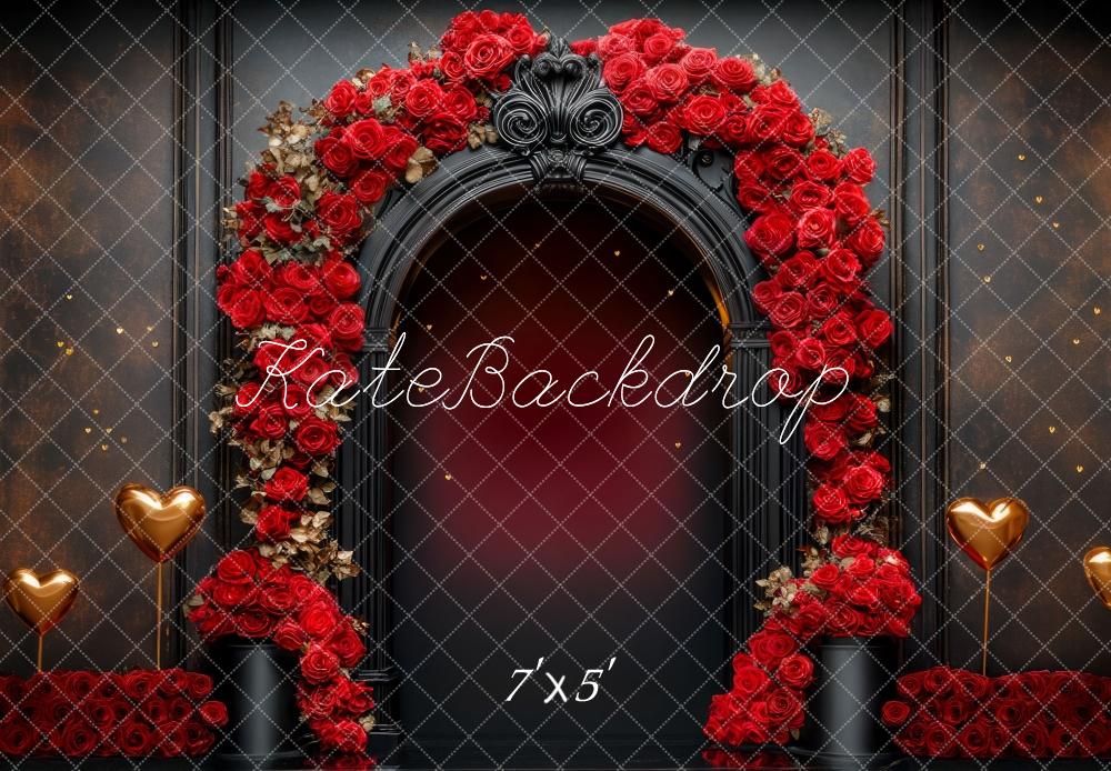 Valentine Rozenboog Hart Retro Foto Achtergrond Designed by Mini MakeBelieve