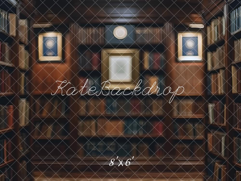 Kate Vintage Library Bookshelf Blurry Backdrop Designed by Mini MakeBelieve