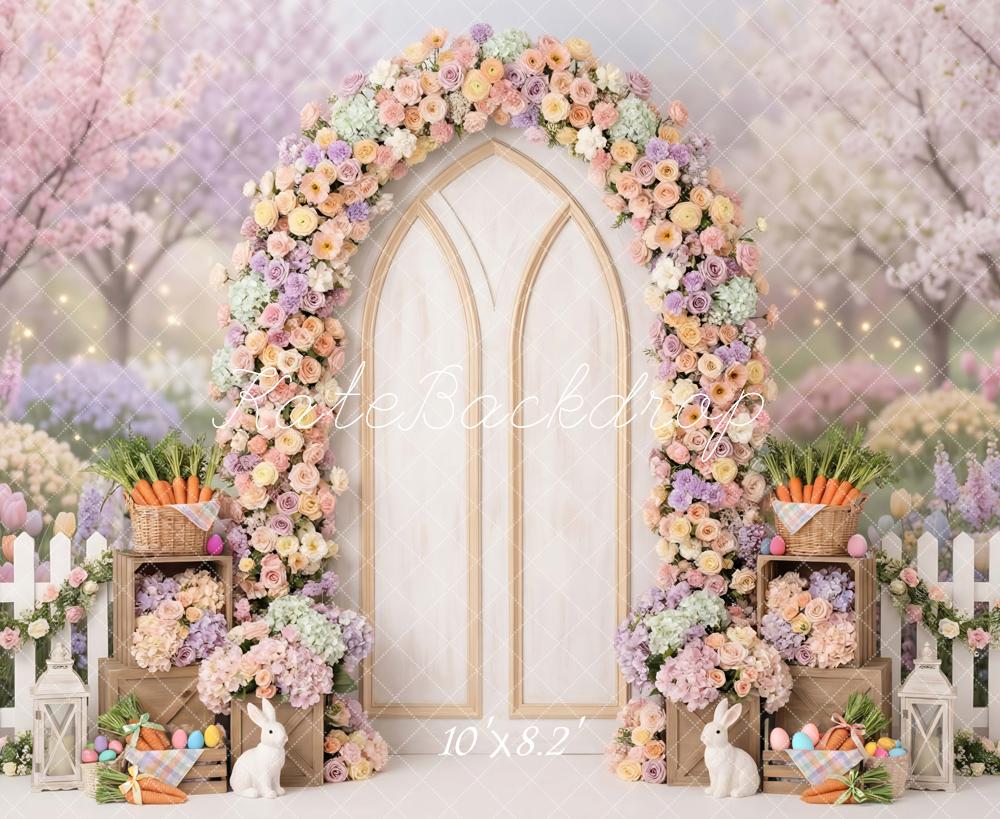 Kate Easter Bunny Flower Arch Pastel Garden Backdrop Designed by Mini MakeBelieve