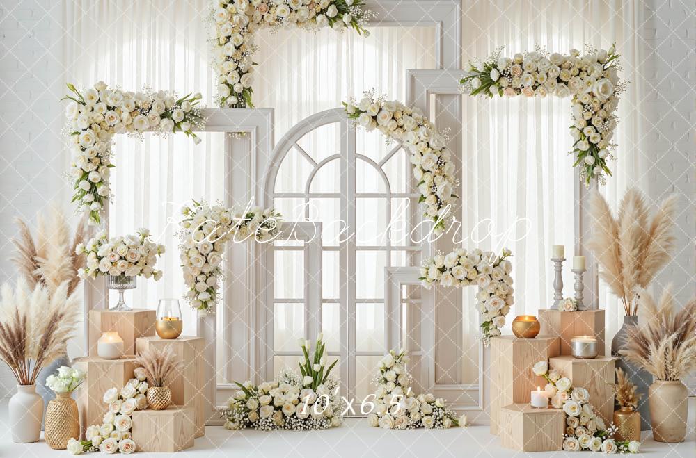 Kate Wedding Flower Arch Window Pampas Grass Backdrop Designed by Mini MakeBelieve