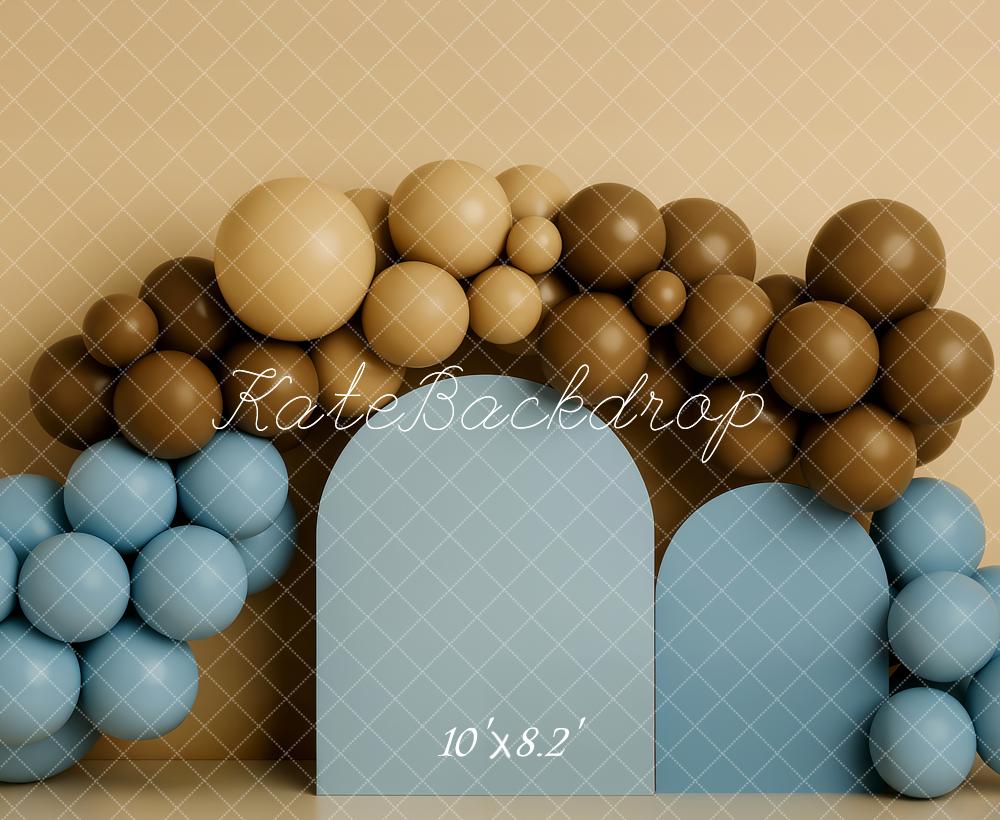 Sfondo Palloncini Neutro Blu Marrone Cake Smash Designed by Patty Roberts