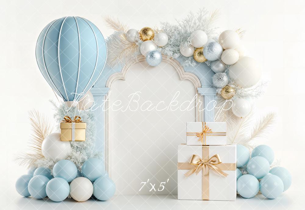 TEST Kate Cake Smash Blue Balloon Gift Arch Present Ornaments Backdrop Designed by Chain Photography