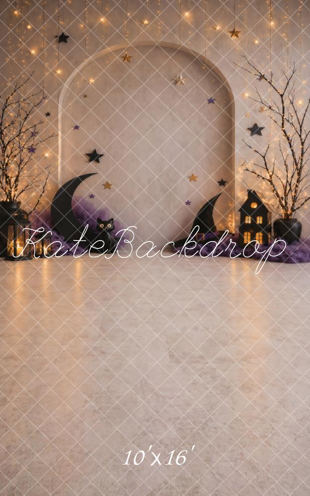 Kate Sweep Halloween Moon Stars Arch Cat Fairy Lights Printed Backdrop Designed by Vertigo Productions