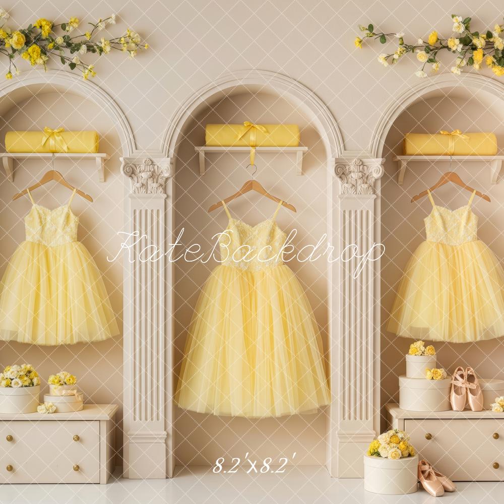 Kate Yellow Flower Arch Dress Closet Backdrop Designed by Patty Roberts