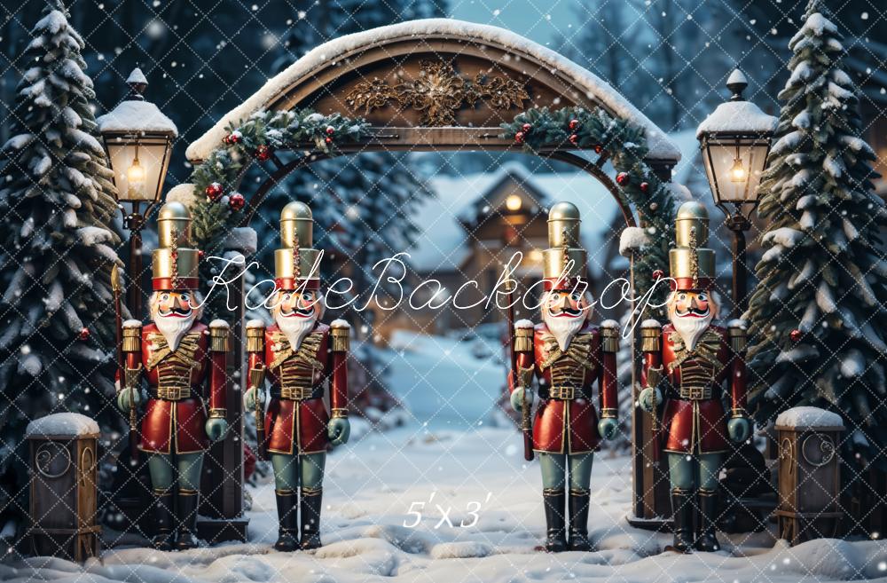 Kate Christmas Nutcracker Arch Forest Snow Backdrop Designed by Emetselch