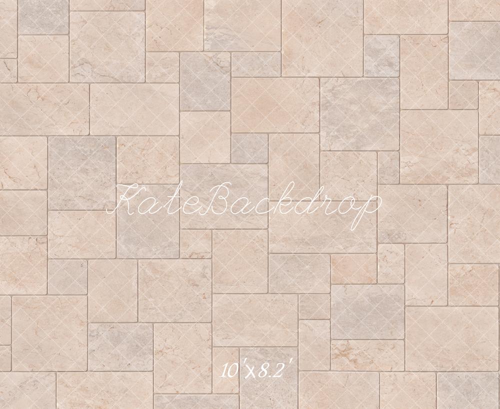 Kate Beige Marble Tile Floor Printed Backdrop Designed by Emetselch