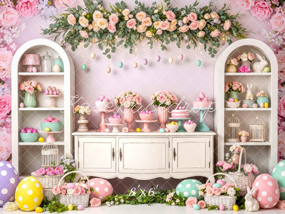 Kate Easter Bunny Flower Arch Pastel Eggs Cabinet Backdrop Designed by Patty Roberts