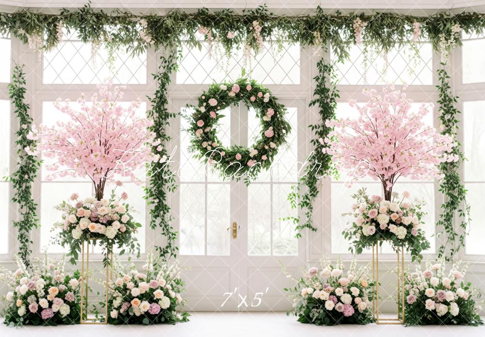 Kate Spring Flower Arch Pink Cherry Blossom Wreath Backdrop Designed by Patty Roberts