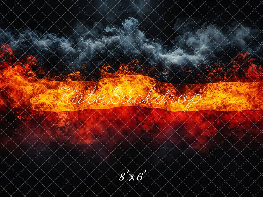 Fiery Flames and Smoky Sky Backdrop